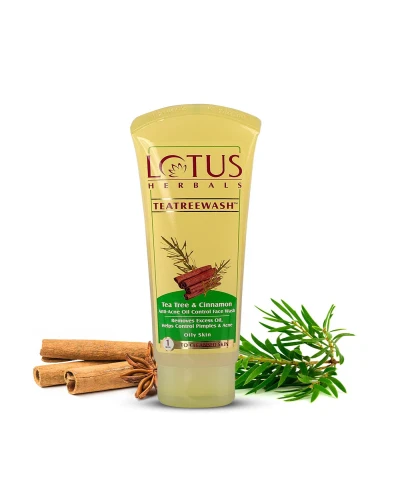 Lotus Herbals TEATREEWASH Tea tree & Cinnamon Anti-Acne Oil Control Face Wash, 120gm