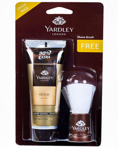 Yardley London Gold Shaving Cream, 70gm ( FREE Shaving Brush)