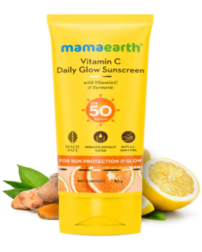 Mamaearth Vitamin C Daily Glow Sunscreen With Vitamin C & Turmeric SPF 50, 80gm